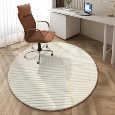 Imagem de Tapete decorativo para sala de estar, simples, listrado, para quarto, redondo, macio, lavável, grosso (80x80 cm/P)