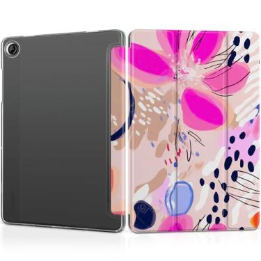 Imagem de DONGKE Capa para Samsung Galaxy Tab A9+/A9 Plus 27.9 cm 2023 (SM-X210/X216/X218), suporte fino, capa traseira translúcida, capa inteligente, despertar/hibernar automática - floral artística