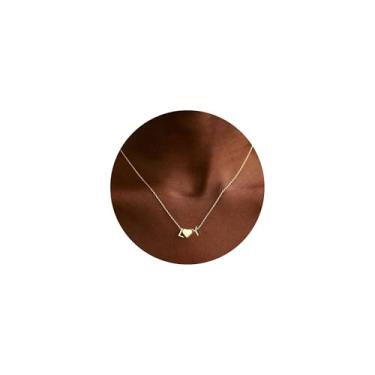 Imagem de Turandoss Colar com inicial de coração para mulheres e adolescentes, banhado a ouro 14K, delicada, letra A-Z, colar com coração, joias personalizadas, presentes de aniversário para mulheres, Banhado a