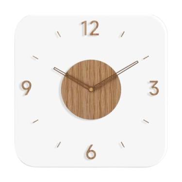 Imagem de Ｂｅｓｇａ Relógio de parede decorativo de madeira acrílica, presente, 30 cm, movimento silencioso, relógio de parede para aniversário, dormitório de hotel, Quadrado