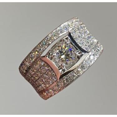 Imagem de Anéis de noivado de zircônia cúbica banhados a prata, alianças de compromisso, festas noturnas, presentes de dia dos namorados, alianças de eternidade para mulheres, 9, Cobre, Sem pedra preciosa