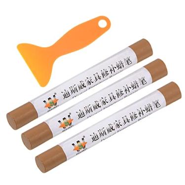 Imagem de Bastão de enchimento de cera, 3 peças de bastões de preenchimento de cera de madeira para reparo de madeira com espátula marcadores de giz de cera, kit de retoque de móveis para remover arranhões e