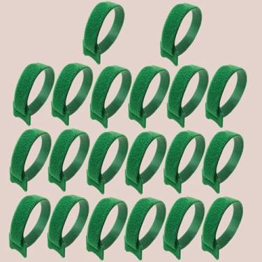 Imagem de 20 peças de abraçadeiras de nylon liberáveis, pacote de abraçadeiras tipo T, organizadores de cabos, fitas adesivas de rede para fixação, verde