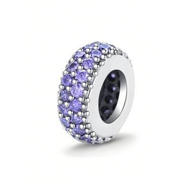 Imagem de 1 peça prata elegante diamante branco berloque contas adequadas para mulheres, faça você mesmo e roupa diária combinando joias decoração para mulheres presente para mãe, 10.5*10.5mm, Prata, Sem Pedra