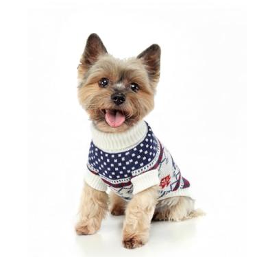 Imagem de Pawfun Suéter aconchegante com gola rolê para cães – Suéter de Natal para cães, malha macia e quente, para meninos e meninas, roupa de clima frio para filhotes pequenos, médios e grandes, veado branco