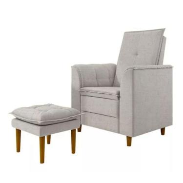 Imagem de Kit Poltrona E Puff Amamentação Confortável Ternura Linho cinza