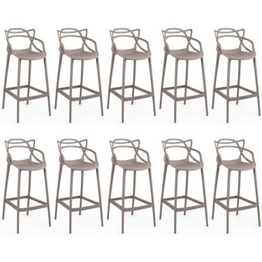 Imagem de Kit 10 Banquetas Allegra Com Encosto Design Cozinha/bancada - Fendi