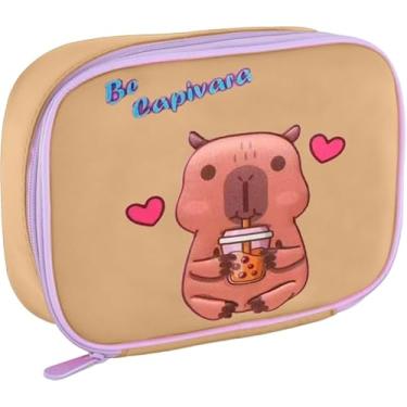 Imagem de Estojo Box Escolar Penal Capivara Capacidade Grande 2026 Novo (Caramelo)