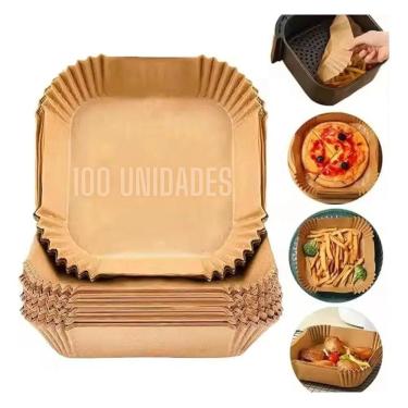 Imagem de 2X 100 Forma Cestinha Quadrada Descartavel Não Gruda Airfrye