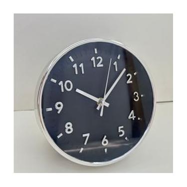 Imagem de Relógio de Parede Moderno Silencioso 20cm – Decoração para Escritório, Sala e Quarto com Design Minimalista(Prata/Preto)