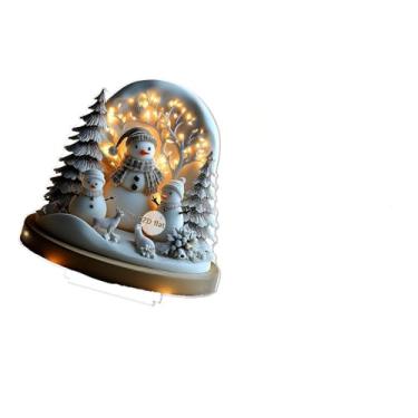 Imagem de Kuntesetty Placa de Natal com enfeite de acrílico 2D com base, coleção de decorações, placa para centro de mesa de quarto, sala de jantar, estante e mesa, Bonecos de Neve