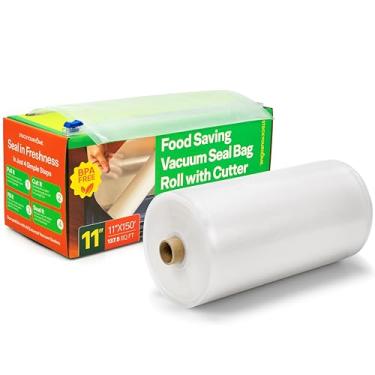 Imagem de Sacos de vedação a vácuo de 28 x 380 cm, rolos em uma caixa com cortador personalizado, rolos de 28 cm para congelamento, sous vide e fervura, sacos de armazenamento a vácuo para conservação de