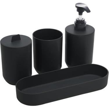 Imagem de Conjunto Kit Elegante de 4 Peças para Lavabo Banheiro em Fibra de Bambu e PP Resistente