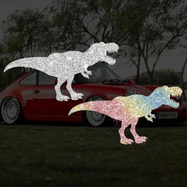 Imagem de Adesivo de decalque com glitter de PVC autoadesivo de dinossauro espumante T-Rex para carros, laptops, motocicletas, parede, janela, bagagem, capa de arranhão, porta, multisuperfície (branco +