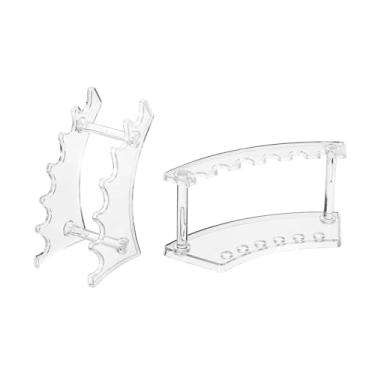 Imagem de Pacote com 2 porta-canetas de plástico, suporte de exibição de caneta de acrílico com 6 compartimentos, suporte para sobrancelhas, organizador de pincéis de maquiagem para escritório, casa, loja