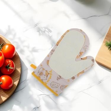 Imagem de Generic 1 luva de forno mão direita colorida para gatinho luva de forno lavar à mão apenas pano de algodão de silicone amarelo 27 x 18 cm