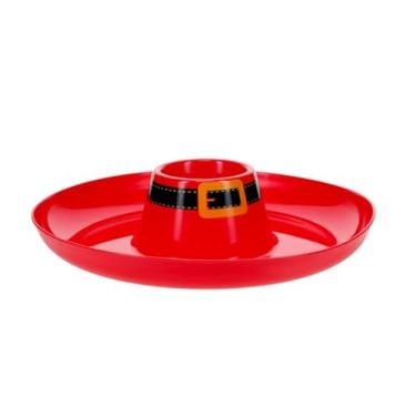 Imagem de Bandeja redonda com cinto de Papai Noel, 34,3 cm. Conjunto de 2 - Ótimo para servir aperitivos, biscoitos e guloseimas mais divertidas - ou dar de presente para professores, vizinhos e qualquer pessoa