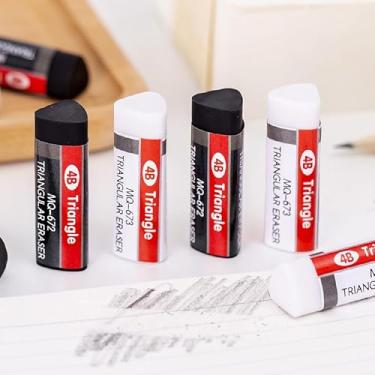 Imagem de Pacote com 6 borrachas triangulares para materiais de escritório, presentes premiados, borracha de lápis para escritório, borrachas artísticas para desenho (preto, 5 x 1,5 x 1,5 cm)