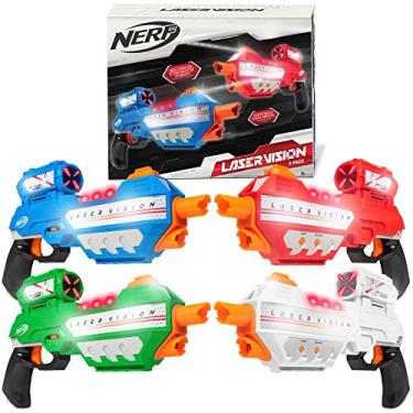 Imagem de EastPoint Sports NERF Laser Vision Pacote com 4 Laser Tag Game – Blasters com tecnologia de visão a laser para ver no escuro