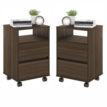 Imagem de Conjunto Mesa De Cabeceira Com Rodízios Nadi Marrom