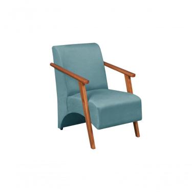 Imagem de Poltrona Venus 1 Lugar Braço Madeira Maciça Tecido Suede Unidecor Turquesa