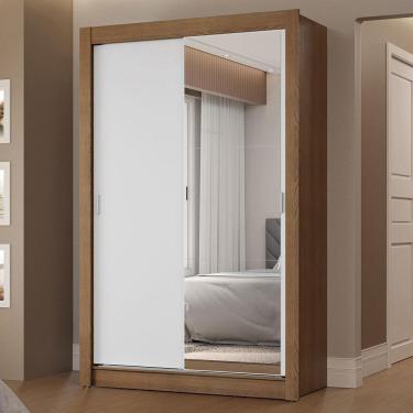 Imagem de Guarda-roupa Solteiro 2 Portas Correr 2 Gav Rústico/Branco