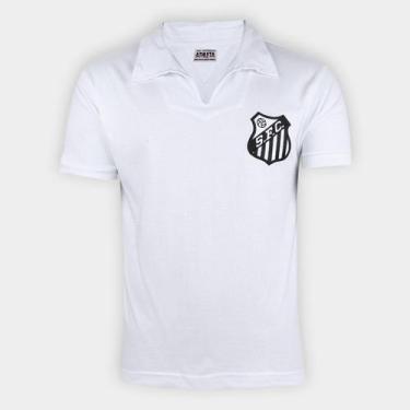 Imagem de Camisa Polo Retrô Santos 62/63 N 10 Athleta Masculina, Branco, P