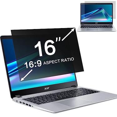 Imagem de ZOEGAA Filtro de tela de privacidade de laptop de 16 polegadas para tela widescreen 16:9 35.5 cm x 20.1 cm - Protetor de privacidade de tela de laptop e protetor de tela antirreflexo antiluz azul