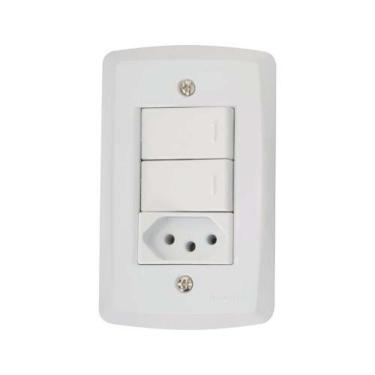 Imagem de Conjunto Interruptores Simples + Tomada 10a Lux2 Tramontina - Branco