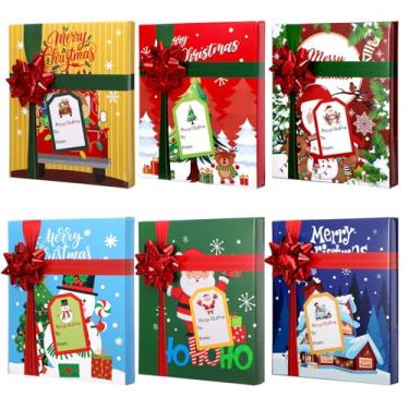 Imagem de Outus 6 peças de porta-cartões de presente de Natal com laços e etiquetas, cartões de presente de Natal, caixas de presente, mini caixas de lembrancinhas para férias, decoração de festa de aniversário