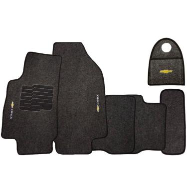 Imagem de Jogo Tapete Automotivo Carpete + Lixeira Onix 2018 à 2019 Soft Logo Bordado Grafite 6 Peças