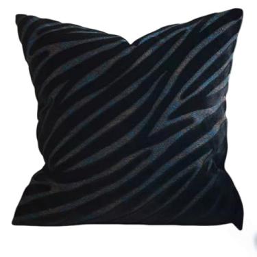 Imagem de lomysoali Capa de almofada jacquard de luxo com listras geométricas e dupla face, capas de almofada decorativas de veludo esculpido moderno para sofá, quarto, sala de estar, cadeira, escritório, carro