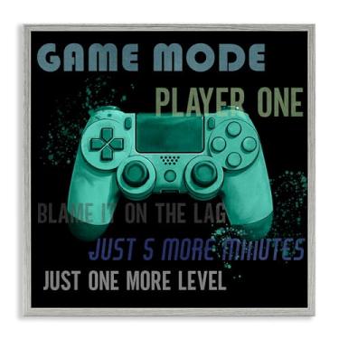 Imagem de Stupell Industries Game Mode Player One Controller Arte giclée emoldurada preta, design por Kim Allen, 17 x 17