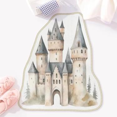 Imagem de Allenjoy 66,8 cm x 79,2 cm Tapetes de casa de banho de castelo de conto de fadas tapete alto de torres de pedra tapete tapete antiderrapante lavável
