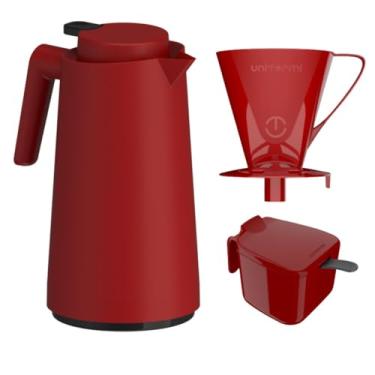 Imagem de Kit Garrafa Térmica 1L VerCelli + Suporte Porta Filtro de Café 102/103 + Açucareiro com Colher 350 ML (VERMELHA)