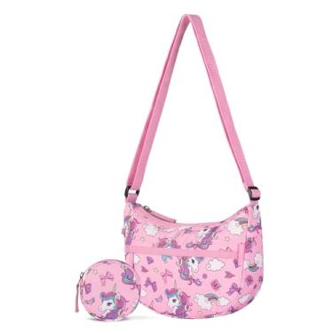 Imagem de Choco Mocha Bolsa transversal para meninas, 4, 5, 6, 7, 8, 9, 10 anos, presente de aniversário e Natal, Unicórnio arco-íris rosa
