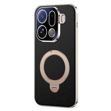 Imagem de Capa preta, X9Pro, revestimento FWYANZH para Oppo Find X9/X9pro, capa de couro com proteção de câmera com tudo incluído, suporte de anel giratório, suporte, capa de proteção galvanizada