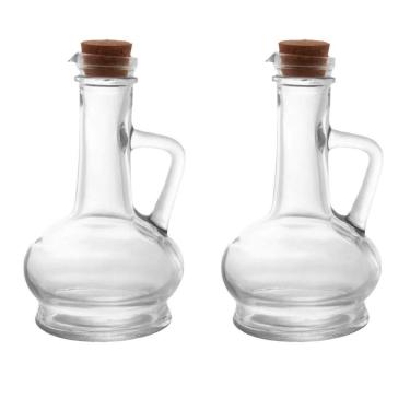 Imagem de Kit 2 Galheteiros De Azeite Vinagre Vidro Com Tampa Cortiça 250ml