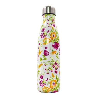 Imagem de Garrafa Termica Aço Inox Com Estampa 500ml Modelo:flores Roxo E Amarelo