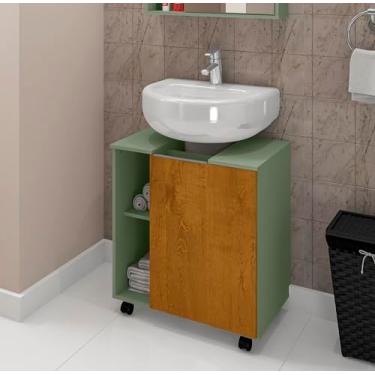Imagem de Gabinete para Banheiro Pequin - JM3 Moveis (Pistache/Naturalle)