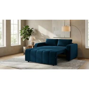 Imagem de Sofa Cama Amora New 3 Lugares Suede Veludo Sofisticado (Azul)