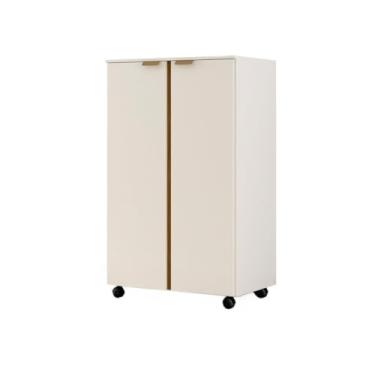 Imagem de Balcao Multiuso Cozinha, Armário Organizador Multiuso com Rodizio e Prateleiras Flex Inteiro Na Cor Ou Detalhe em Outra Cor(off white/off canela)