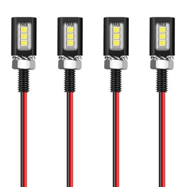 Imagem de 4 peças de luz de placa de carro de motocicleta, lâmpadas de parafuso de luz de parafuso de placa de licença à prova d'água, luzes de etiqueta de motocicleta, luz de placa de licença LED para motocicleta carro, caminhão, trailer, quadriciclo, trailer, trailer, trailer, trailer, trailer,