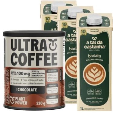 Imagem de Suplemento Ultracoffee Chocolate Plant Power 220g e Bebida Vegetal Barista A Tal da Castanha 3x 1L