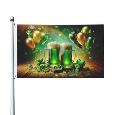 Imagem de BOXIMIAO Bandeira de cerveja St Patrick Clover 9,5 cm x 1,5 m bandeira exterior poliéster jardim bandeira dupla face para quintal gramado varanda varanda decorações de casa