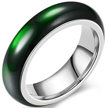 Imagem de Aliança de casamento de 6 mm de aço inoxidável verde resina acrílica imitação de jade, Metal, Zircônia cúbica