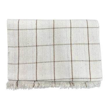 Imagem de Manta Para Sofá Grande Gigante 2,40x1,80 Xadrez Capa Protetora Cama Sofa King 2 E 3 Lugares Cru-caramelo