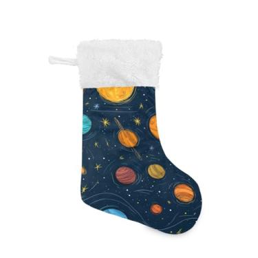 Imagem de Blueangle 1 pacote com 17,7 polegadas desenho animado sistema solar planetas meias de Natal para decorações de festas de fim de ano, porta-presentes e meias (83)