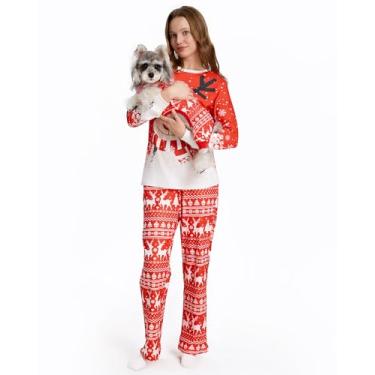 Imagem de XPUDAC Conjunto de pijamas de Natal combinando para cães e donos, roupas para cães pequenos, médios, roupas para animais de estimação, body para cães, roupas para gatos, M