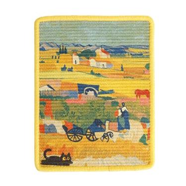 Imagem de Placa de arranhar lixa de unha para gatos, arranhador de gato de arte natural, montado na parede, montado no canto ou no chão, tapete de sisal de 38 x 30 cm para aparar unhas e proteção de móveis